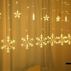 PartyLight Snowflake Curtain Lights Christmas Window Decoration