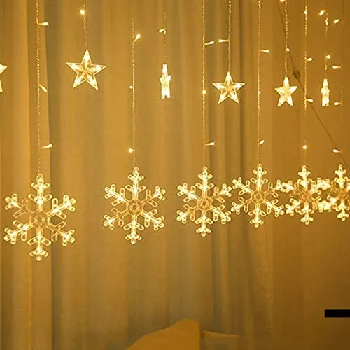 PartyLight Snowflake Curtain Lights Christmas Window Decoration