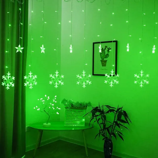 PartyLight Snowflake Curtain Lights Christmas Window Decoration