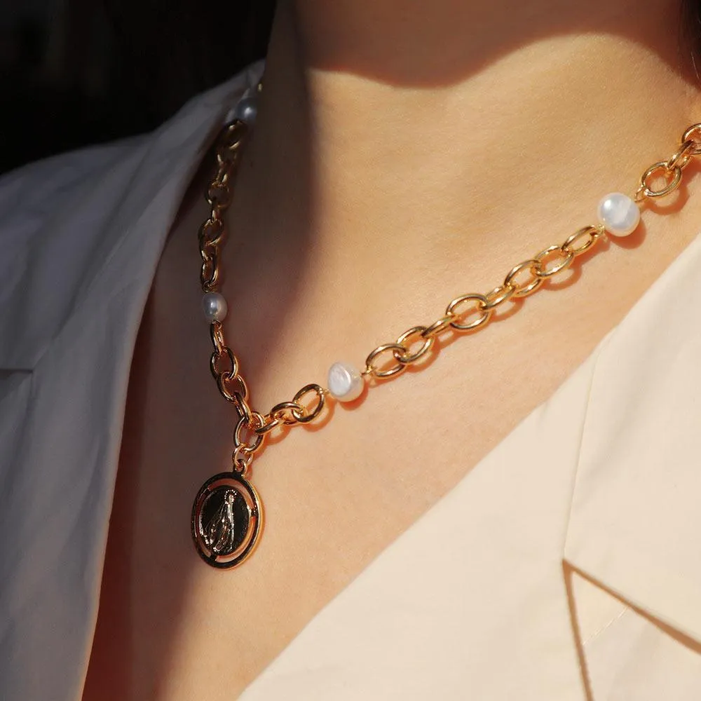 Pearl Coin Chain Necklace