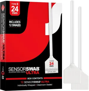 Photographic Solutions Sensor Swab Ultra 24mm Type-3 Digital Imaging Sensor Cleaner Swabs for Cleaning Full Frame Mirrored or Mirrorless Cameras. Sensor Dust & Oil Remover (Pack of 12)