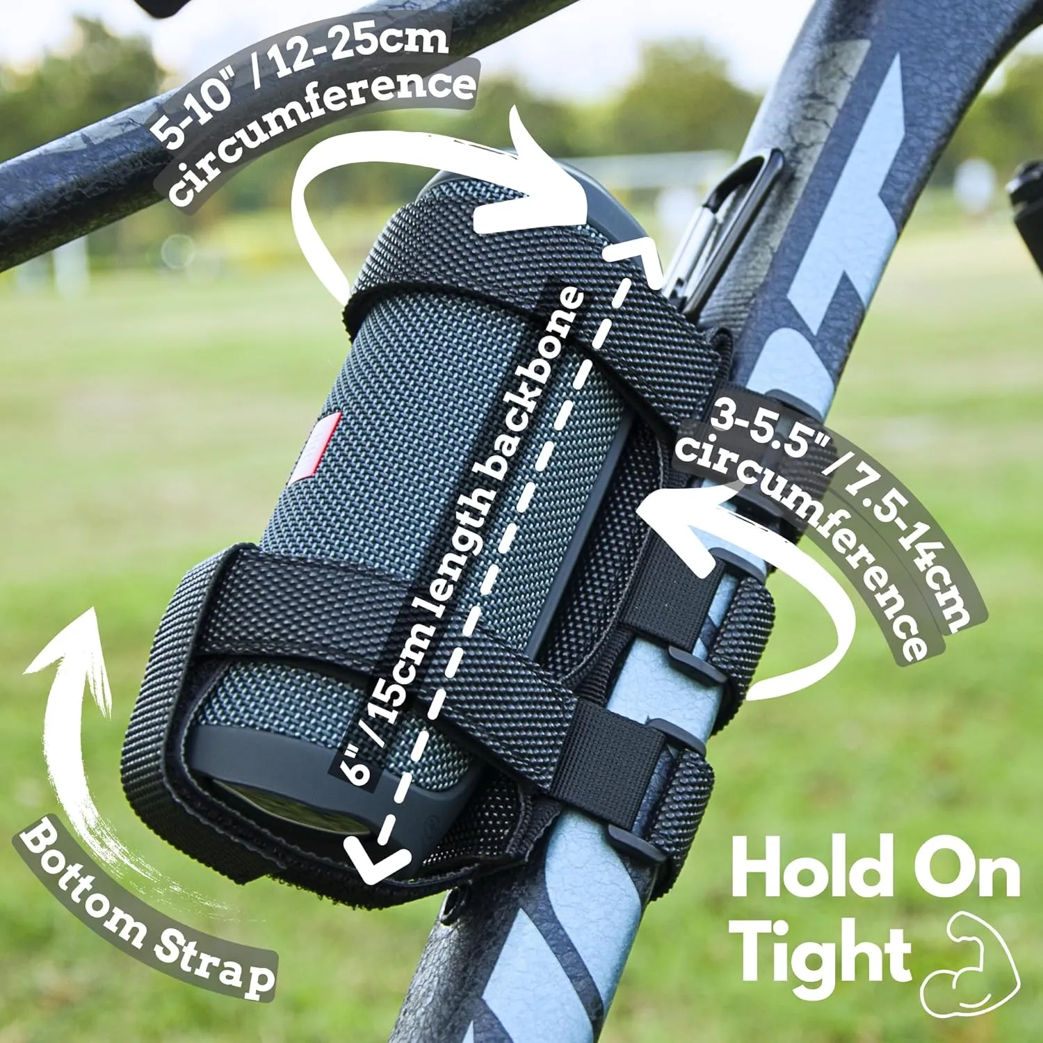 Portable Bike Golf-Cart Speaker Mount - Adjustable Strap Holder for JBL Flip 5 Charge Series Bluetooth Speaker, Waterproof Holder for Railing or Handlebar of Bicycle, Scooter, utv, ATV, Motorcycle
