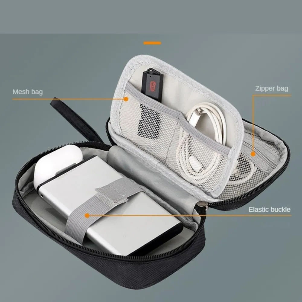 Portable Travel Cable Organizer Pouch Electronic Accessories Carry Case, Waterproof Bag for Cord, Charger, Earphone (Beige)