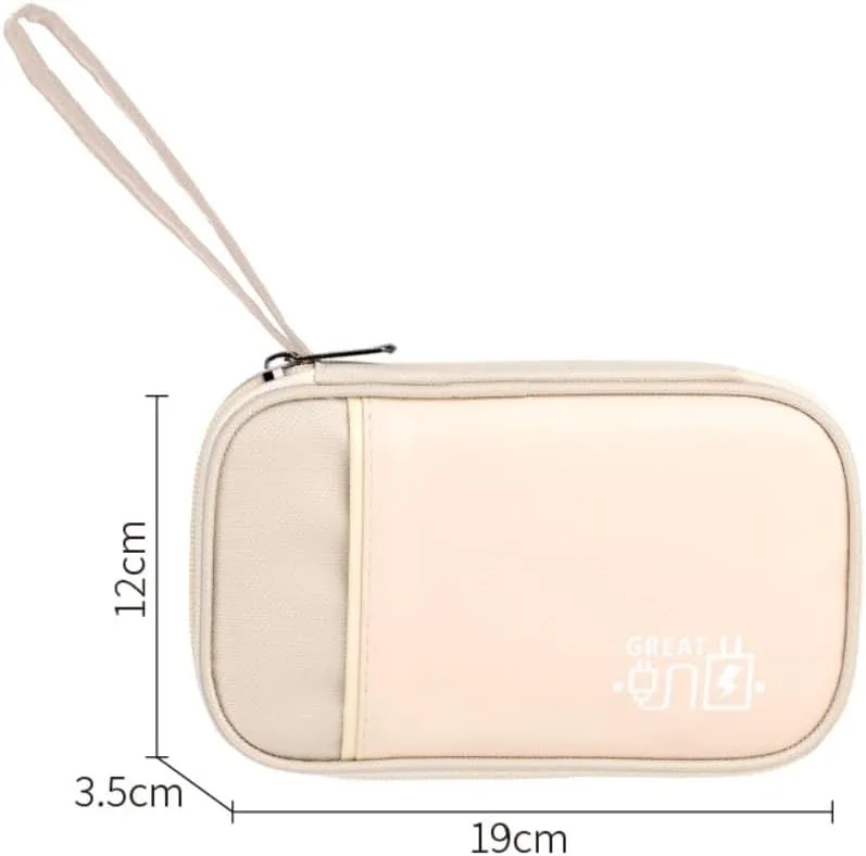 Portable Travel Cable Organizer Pouch Electronic Accessories Carry Case, Waterproof Bag for Cord, Charger, Earphone (Beige)