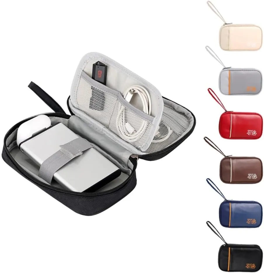 Portable Travel Cable Organizer Pouch Electronic Accessories Carry Case, Waterproof Bag for Cord, Charger, Earphone (Red)