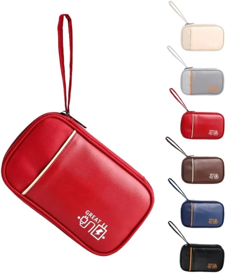 Portable Travel Cable Organizer Pouch Electronic Accessories Carry Case, Waterproof Bag for Cord, Charger, Earphone (Red)
