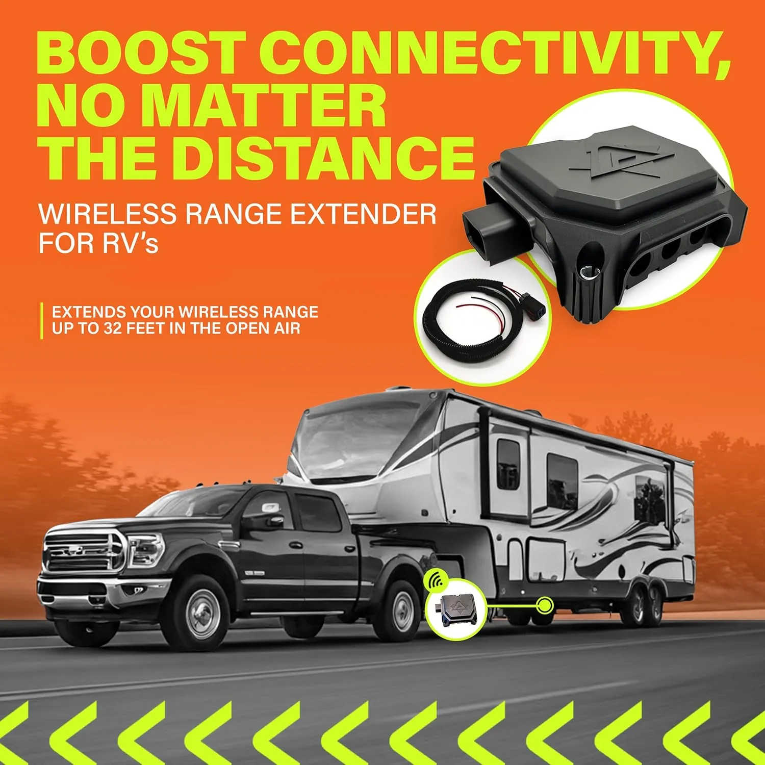 PressureTech Range Extender Kit  Bluetooth Signal Booster for RVs and Trailers Using PressureTech TPMS  Easy to Use  (Pack of 1)