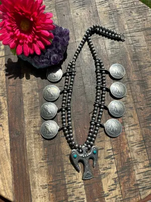 "Half Dollar Coin" Squash Blossom Necklace