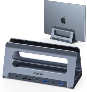 RayCue USB-C Docking Station for MacBook Pro/Air, Dual HDMI, USB-C Dock with 10Gbps, PD3.0, RJ45, 2xUSB 3.0, 2xUSB 2.0, SD/TF, Audio