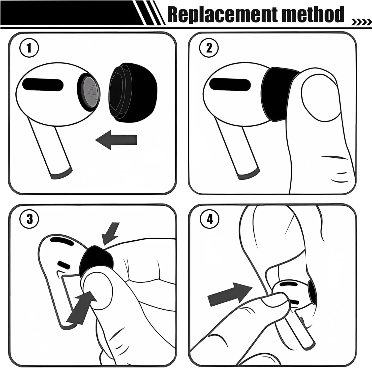 Replacement Earbuds Tips Silicone Ear Tips Compatible with Samsung Galaxy Buds 3 Pro Earbuds Medium Size 3 Pairs Black