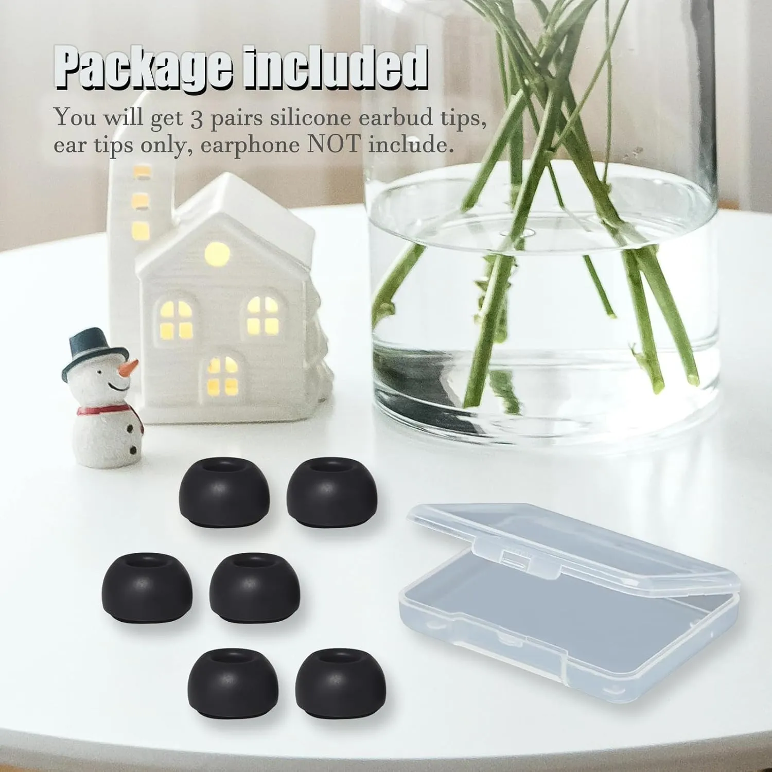 Replacement Earbuds Tips Silicone Ear Tips Compatible with Samsung Galaxy Buds 3 Pro Earbuds Medium Size 3 Pairs Black