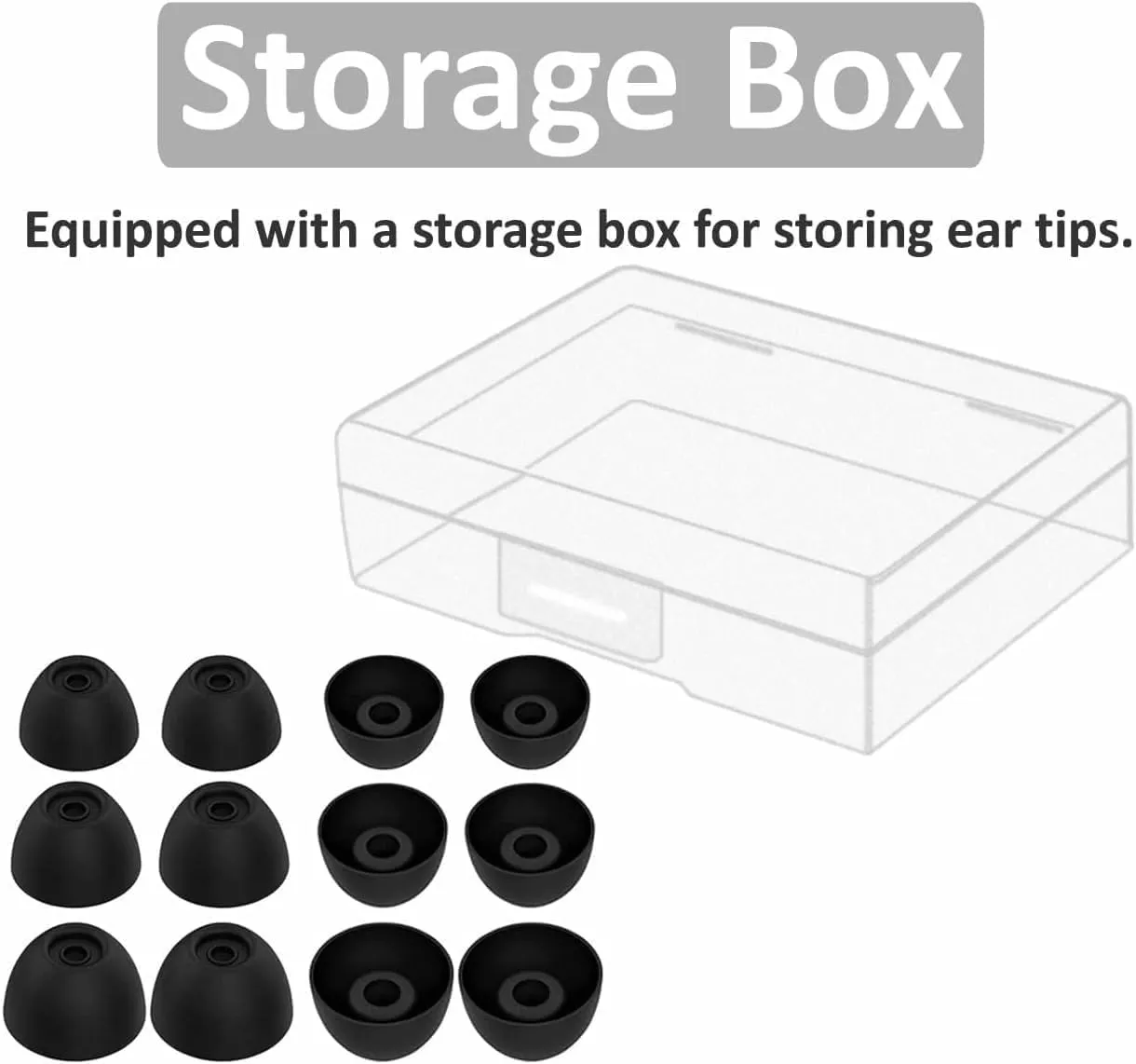 Replacement Earbuds Tips Silicone Ear Tips for Ray-con Everyday Earbuds, Earphones Eartips S/M/L 3 Size 6 Pairs,Black 532