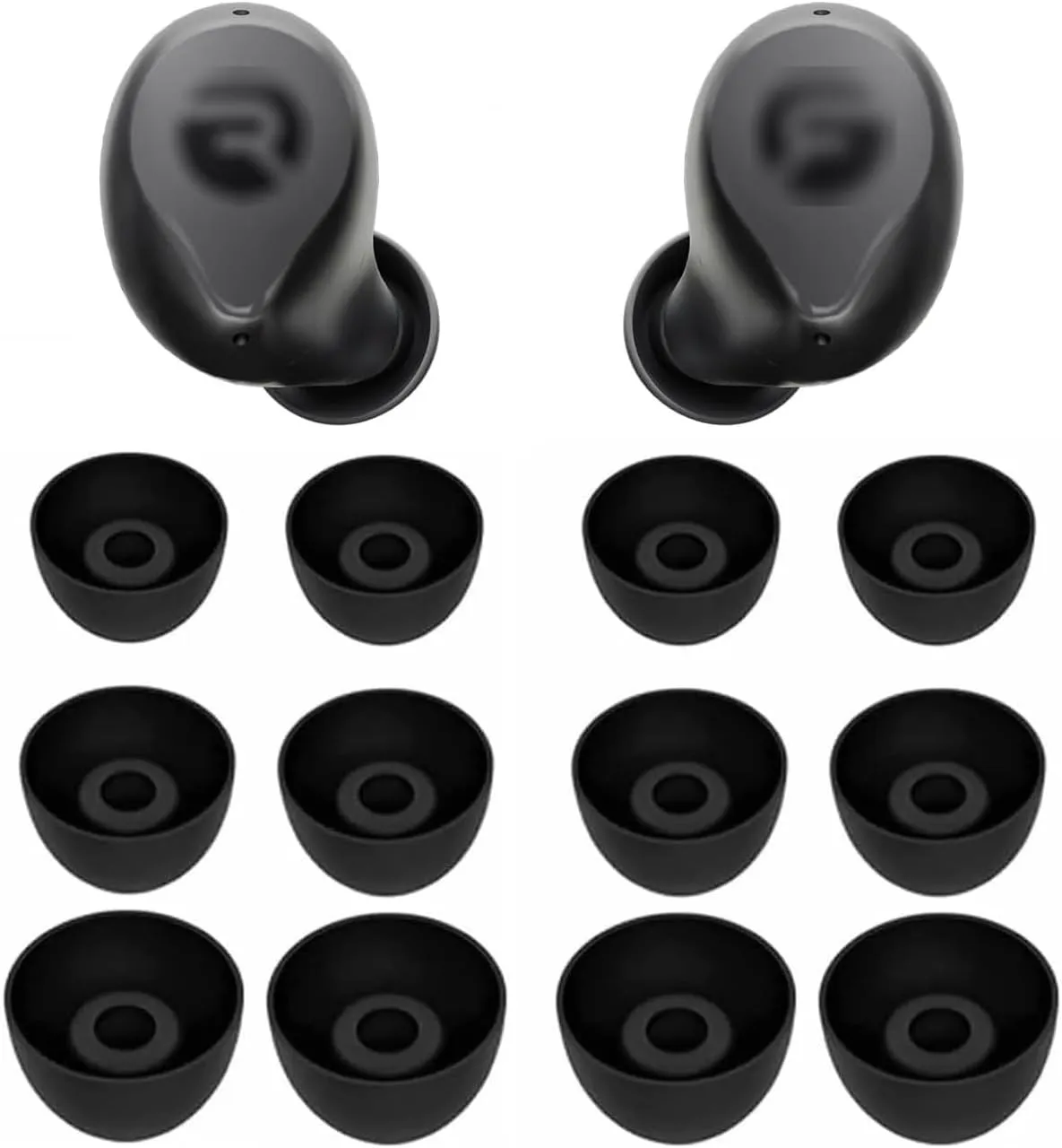 Replacement Earbuds Tips Silicone Ear Tips for Ray-con Everyday Earbuds, Earphones Eartips S/M/L 3 Size 6 Pairs,Black 532
