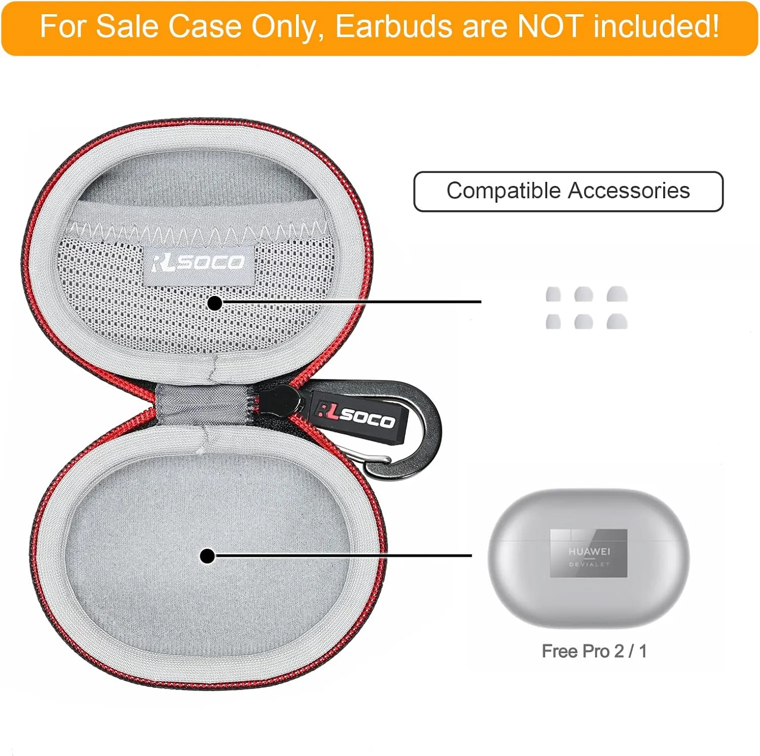 RLSOCO Hard Case for Huawei FreeBuds Pro 4/3/2 /2, Black, Water Resistant, Daily Use, Travel, Protecting Earbuds During Activities