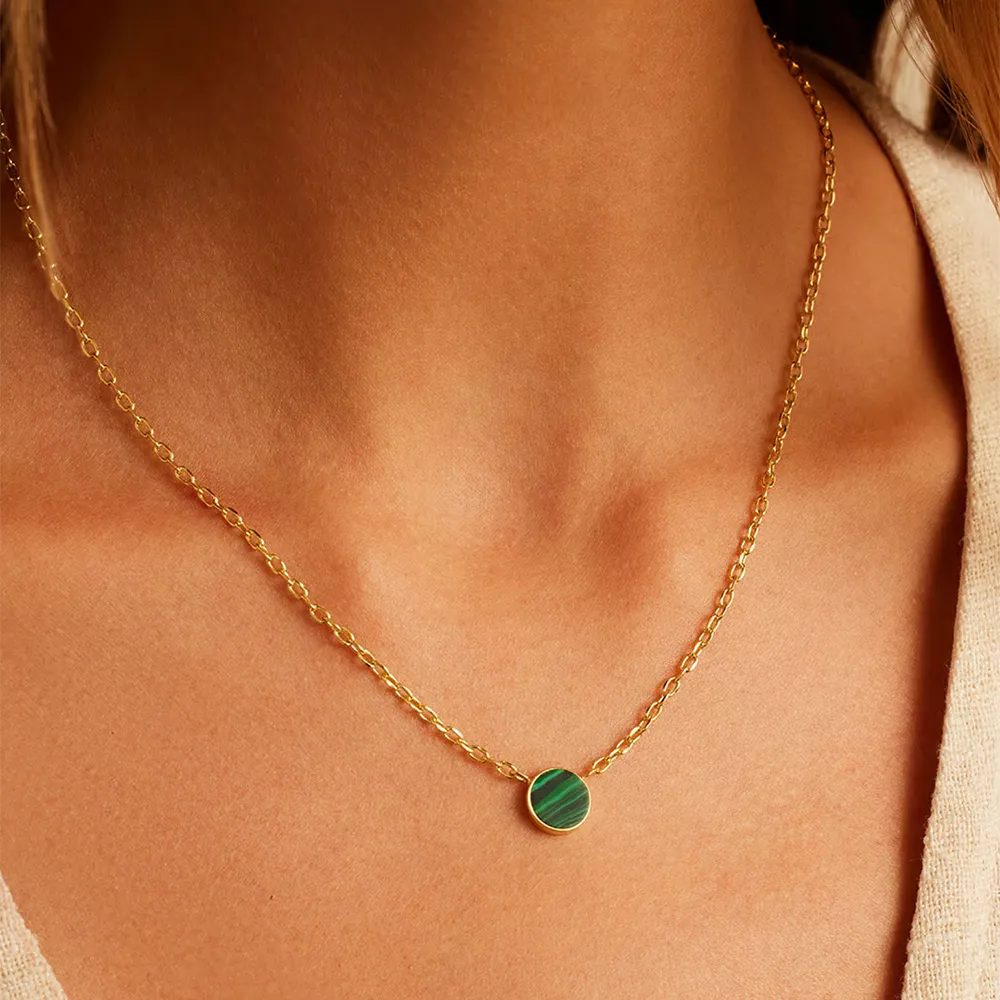 Rose Marble Coin Necklace
