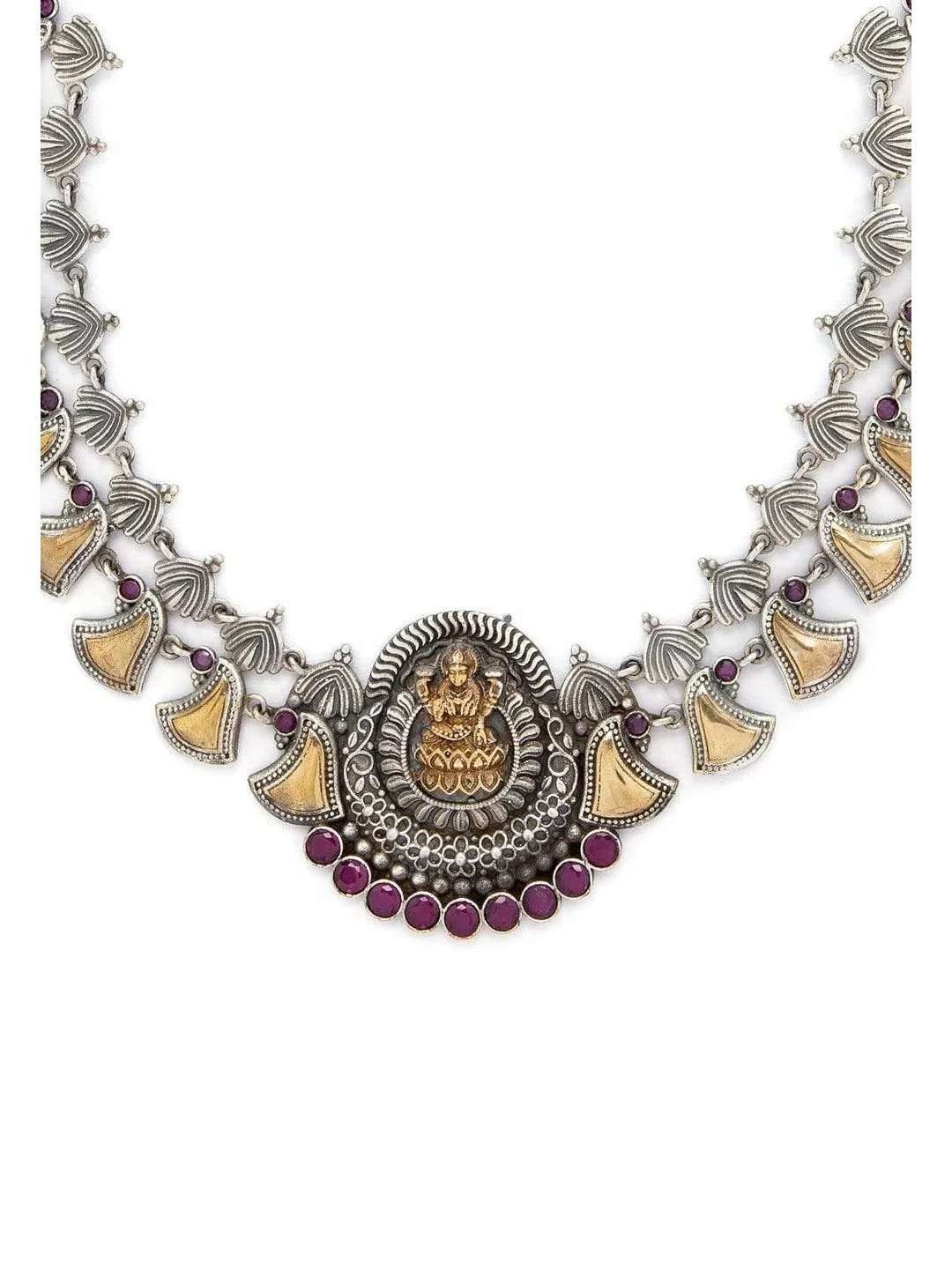 Rubans Oxidised Silver Toned Hand Crafted Statement Necklace