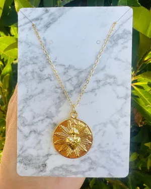 Sacred Heart Coin Necklace