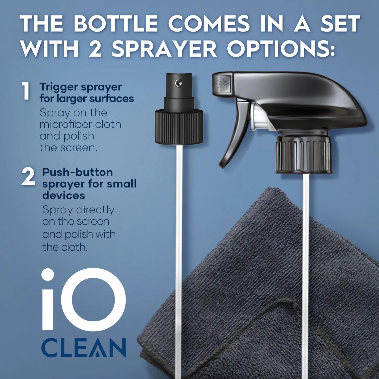 Screen Cleaner Spray (16oz 16oz)  Best Large Cleaning Kit for LCD LED OLED TV, Smartphone, iPad, Laptop, Touchscreen, Computer Monitor, Other Electronic Devices  2 Microfiber Cloths and 4 Nozzles