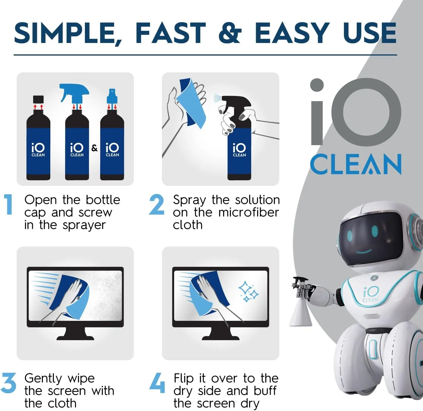 Screen Cleaner Spray (16oz 16oz)  Best Large Cleaning Kit for LCD LED OLED TV, Smartphone, iPad, Laptop, Touchscreen, Computer Monitor, Other Electronic Devices  2 Microfiber Cloths and 4 Nozzles