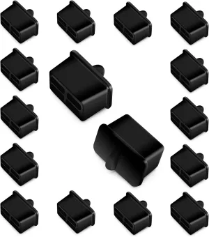 SFP-A 100 Counts Dust Cover Caps Ethernet Port Plugs Protector for Network Switches Routers Hubs Slot Port, Black Silicone,15x10x17mm