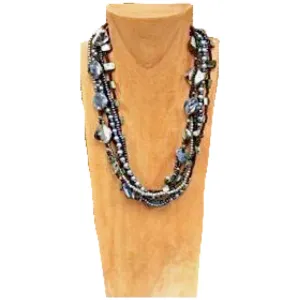 Shell & Pearl Bead Necklace - Black