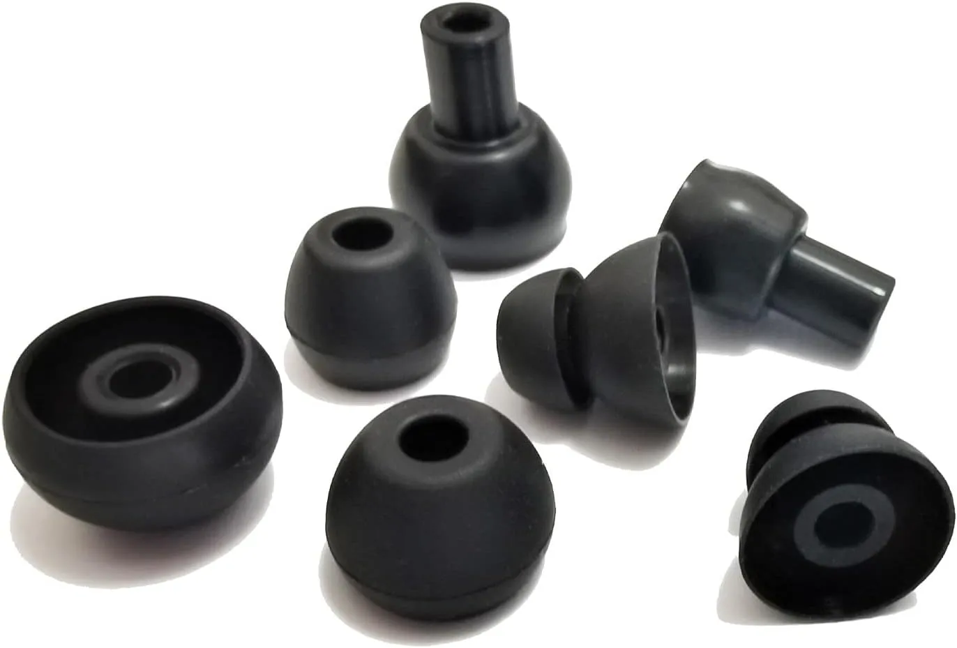 Silicone Ear Tips for Powerbeats Pro, Powerbeats 3 & 2& 4 Replacement Earbuds Tips Powerbeats Double Flange Rubber Eartips for Powerbeats by Dr Dre 8 Pairs Black
