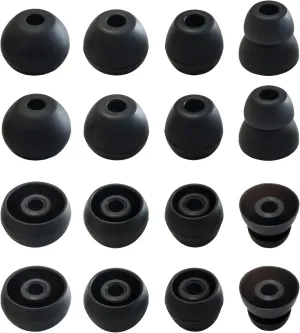Silicone Replacement Ear Tips for Beats Flex, X, Powerbeats - Double Flange, Rubber, 8 Pairs Black