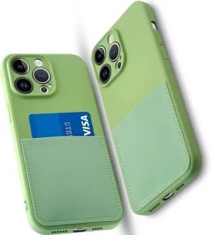 Silicone Wallet Phone Case for iPhone 15 Pro Max 6.7 Inch with Credit Card Holder Pocket, Full-Body Bumper Protection Camera Protect Case (Mint Green)