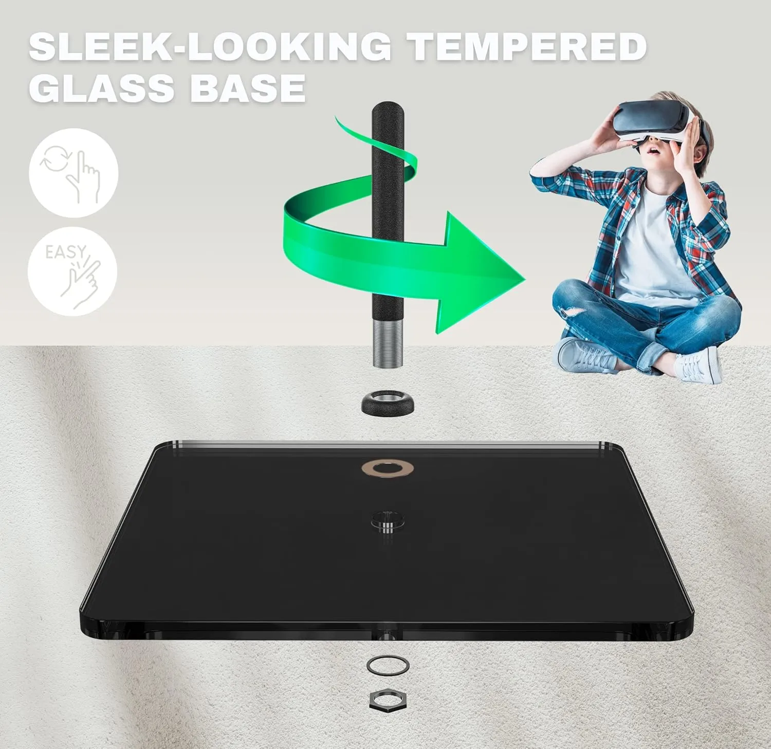 Skywin VR Tripod Glass Stand, Base Station Mount, Compatible with Steam VR Base Station 2.0 & Oculus Rift Constellation (2 Stands)
