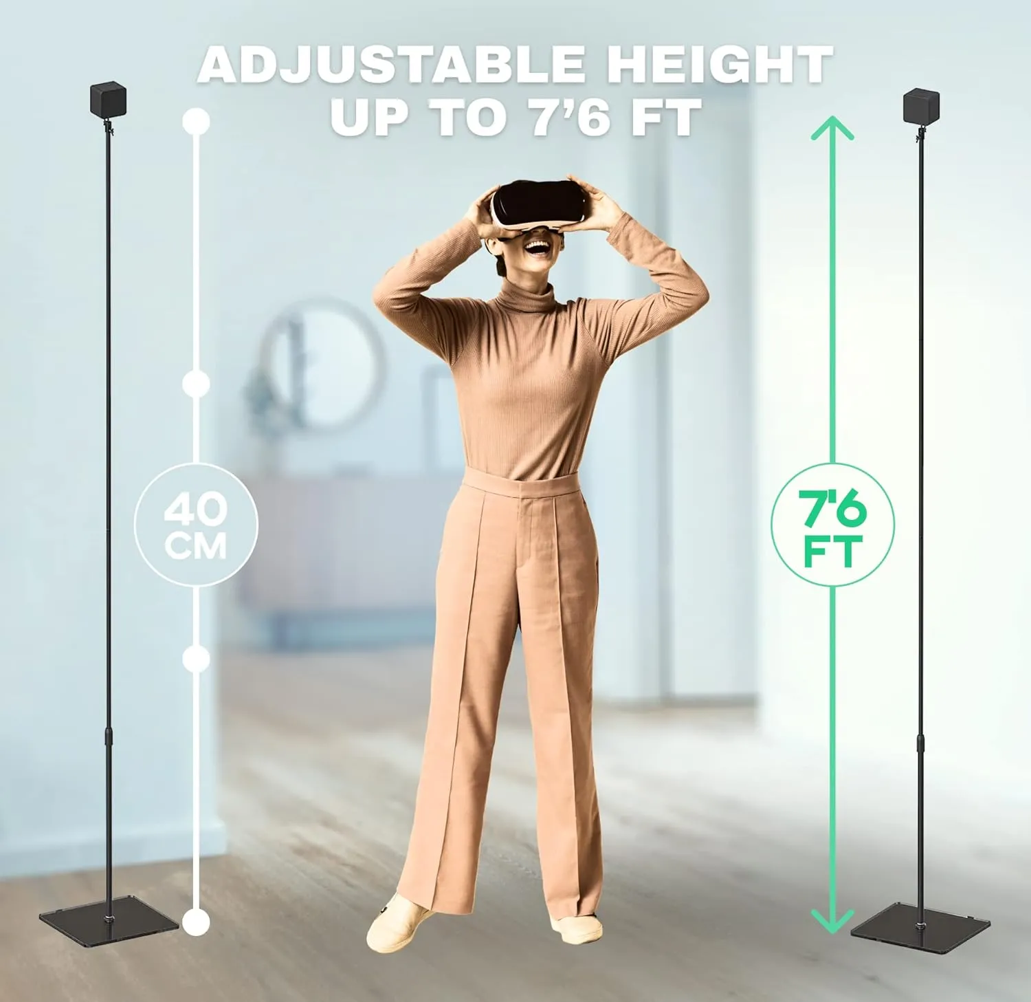 Skywin VR Tripod Glass Stand, Base Station Mount, Compatible with Steam VR Base Station 2.0 & Oculus Rift Constellation (2 Stands)