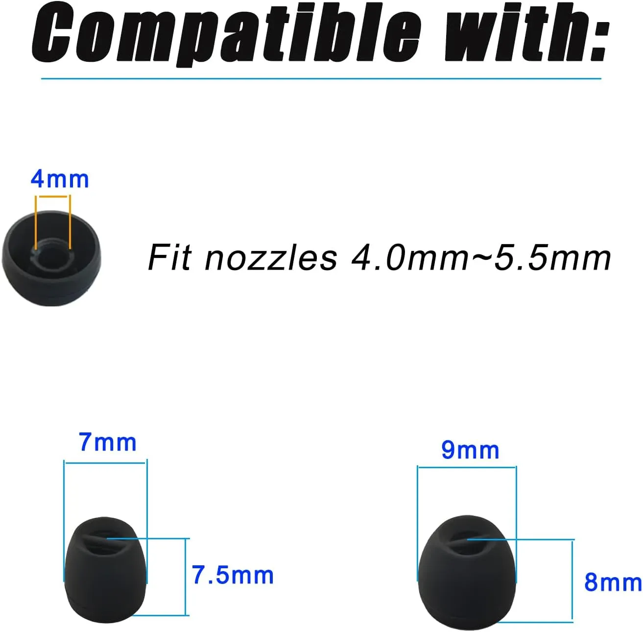 Small Ear Tips Extra Small Earbuds Tips Replacement for Wireless Wired in-ear Earphones fit 4.0mm-5.5mm Nozzles White