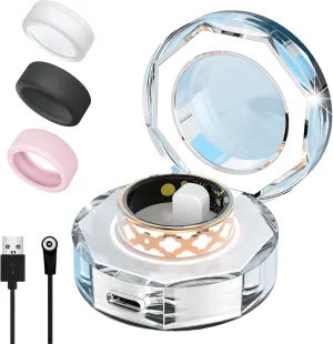 Smart Ring for Women Man, Enamel Flower Pattern Health Tracker Ring, Sleep&Exercise Monitor, IP68 Waterproof Activity Trackers, Fitness Ring with Charging Case and Ring Protector (10#)