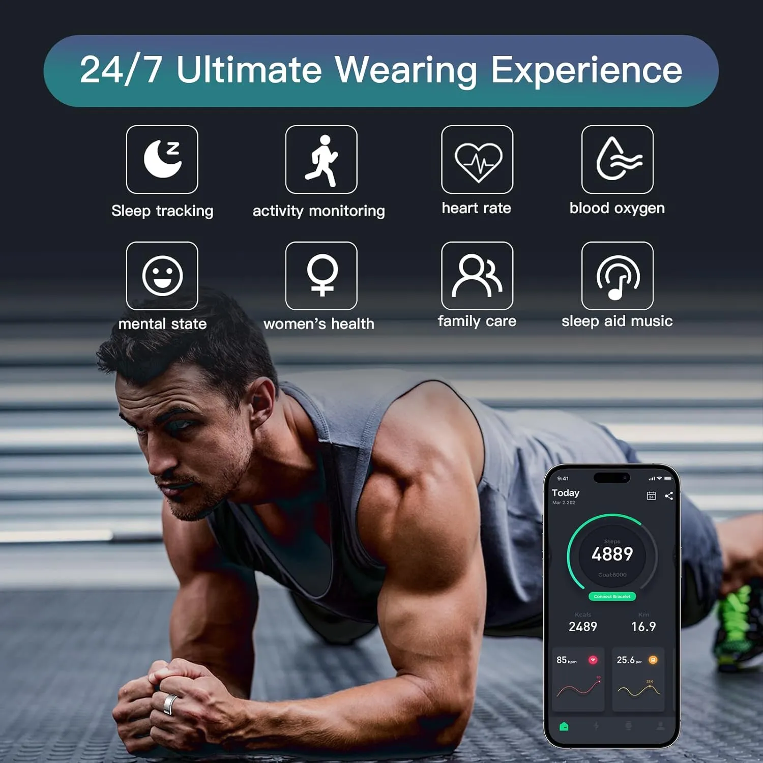 Smart Ring Health Tracker for Women Men, Sleep Tracker with Heart Rate and Blood Oxygen, Fitness Ring for Activity Monitoring, 15 Days Battery, No Subscription, Titanium Alloy (Silver, #9)