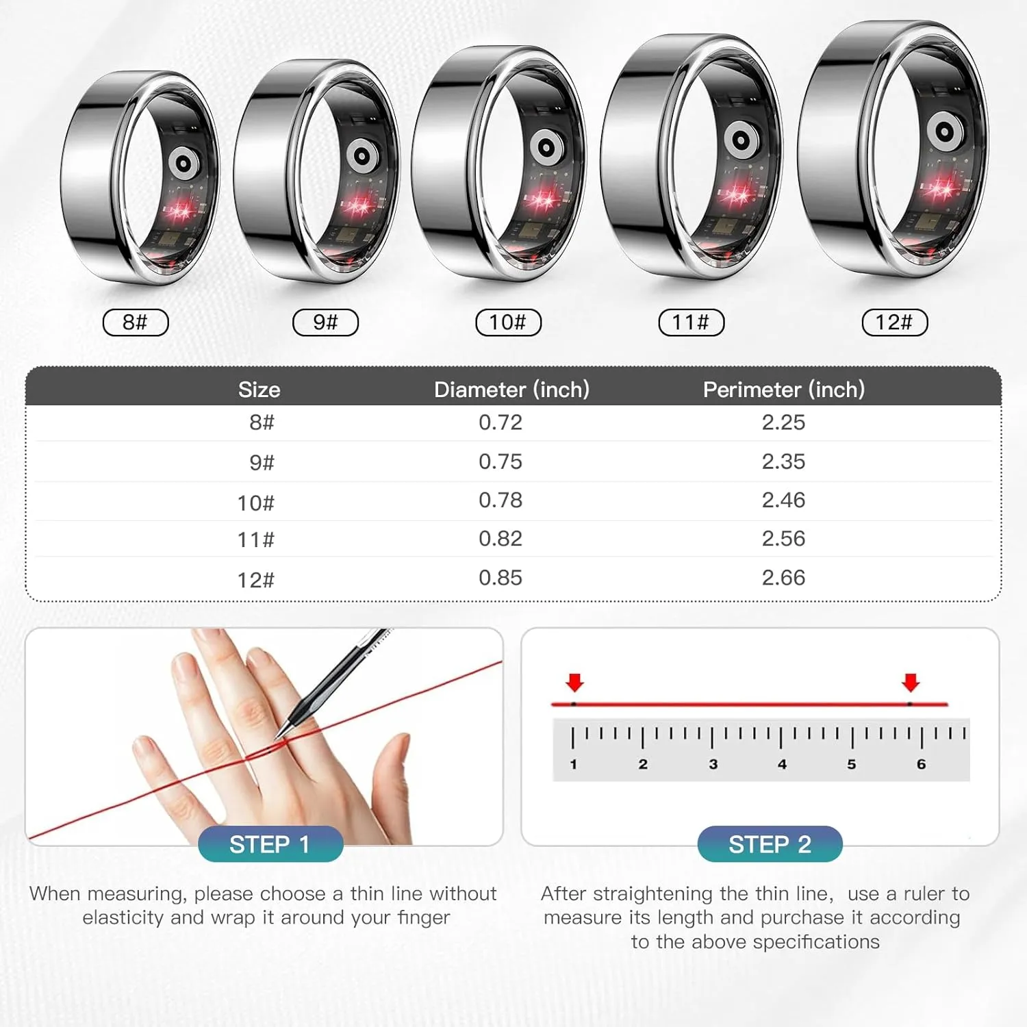 Smart Ring Health Tracker for Women Men, Sleep Tracker with Heart Rate and Blood Oxygen, Fitness Ring for Activity Monitoring, 15 Days Battery, No Subscription, Titanium Alloy (Silver, #9)