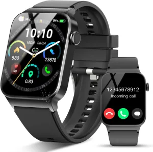 Smart Watch for Men Women Bluetooth Call, 1.85" HD Screen Smartwatch with Heart Rate/Sleep Monitor, 110  Sport Modes Activity Trackers IP68 Waterproof, Fitness Watch for Android iOS, Black