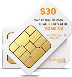 SpeedTalk Mobile $30 SIM Card for GSM GPS Tracking Kid Child Elderly Pet SmartWatch Car Tracker Devices Locators - 6 Months Service - USA Canada & Mexico Roaming