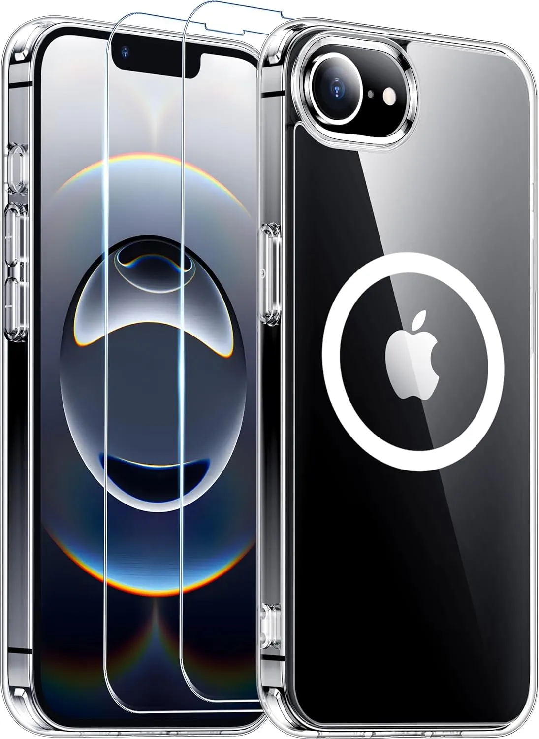SPIDERCASE Designed for iPhone 16e Case,Crystal Clear with 2PCS Tempered Glass Screen Protector Anti-Fingerprint Anti-Scratch Phone Case for iPhone 16e 2025 6.1'', Clear
