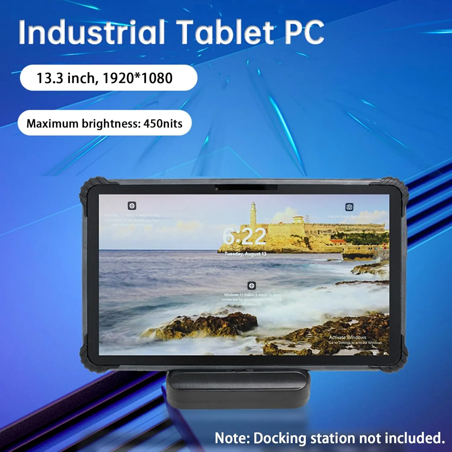 ST13-U Rugged Tablet, 13.3" Windows 11 Pro Tablet Intel I5-1235U, 8GB 256GB, IP65 Waterproof, 4G LTE/GPS/BT5.2/WiFi 6, 13MP 5MP Camera, 8000mAh Battery (I5-1235U, 8GB 256GB)
