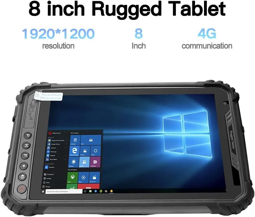 ST9-J Rugged Tablet, 8 inch Windows 11 Pro Industrial Tablet Intel N5100, 8GB 256GB, IP65 Waterproof, 5000mAh, 4G LTE/WiFi/BT 4.2/NFC/GPS (Standard Edition)