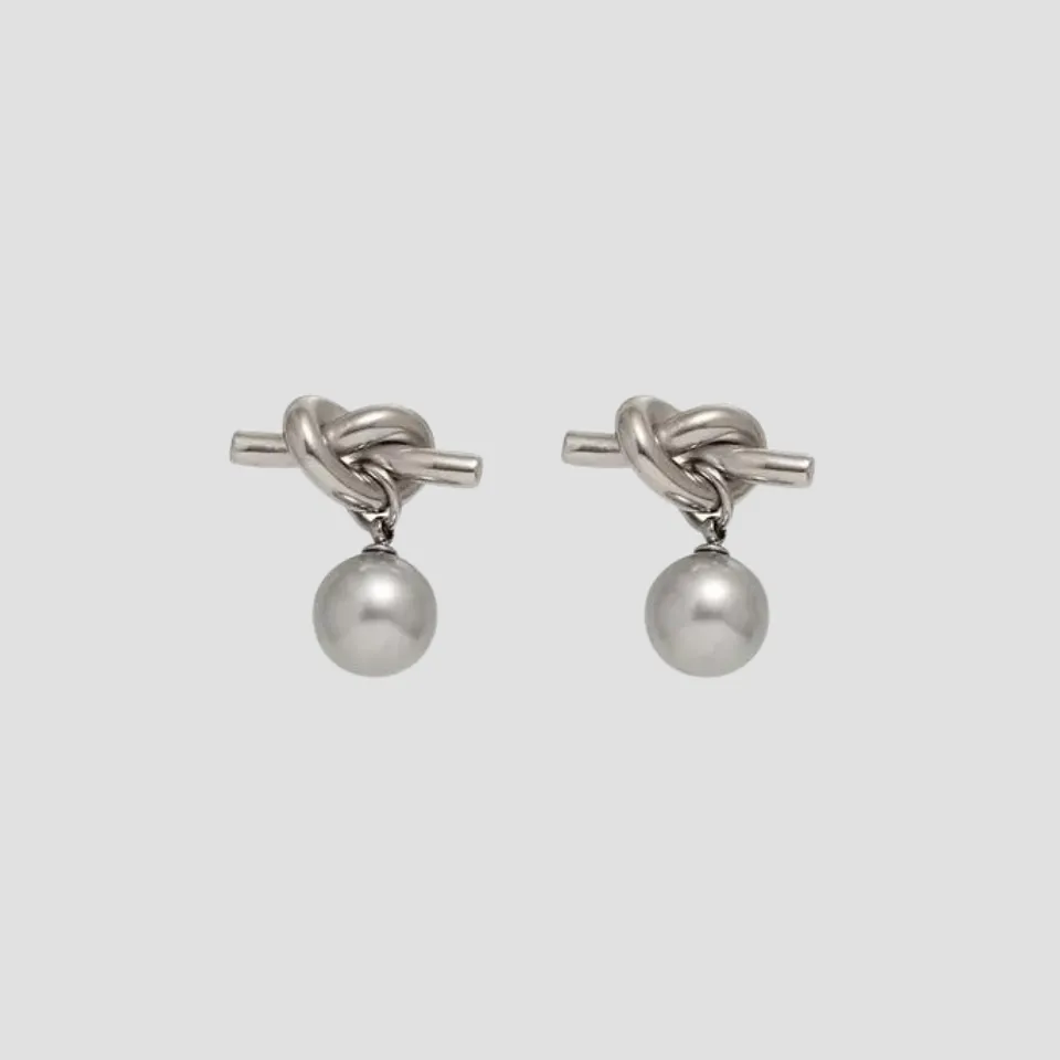 Stainless Steel Perlita Dangle Earrings