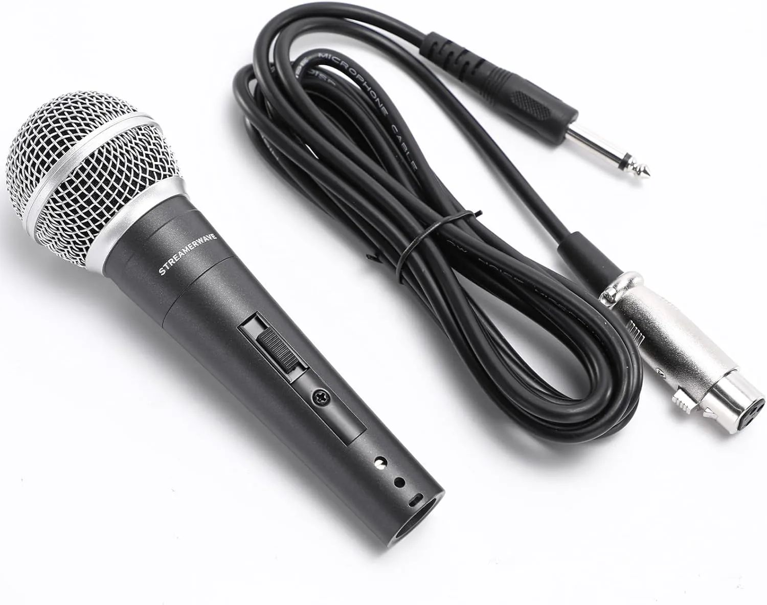 StreamerWave Handheld Wired Microphone, Dynamic Vocal Mic for Karaoke, Speaker, Metal Materials with 6.35MM Wired & an On and Off Switch.