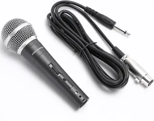 StreamerWave Handheld Wired Microphone, Dynamic Vocal Mic for Karaoke, Speaker, Metal Materials with 6.35MM Wired & an On and Off Switch.