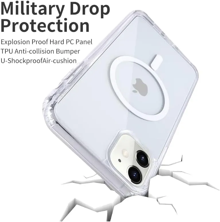 Strong Magnetic Clear for iPhone 11 Case [Compatible with MagSafe] [Military Grade Drop Tested] Shockproof Protective Slim Thin Phone Cover 6.1 Inch Clear