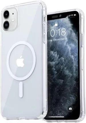 Strong Magnetic Clear for iPhone 11 Case [Compatible with MagSafe] [Military Grade Drop Tested] Shockproof Protective Slim Thin Phone Cover 6.1 Inch Clear