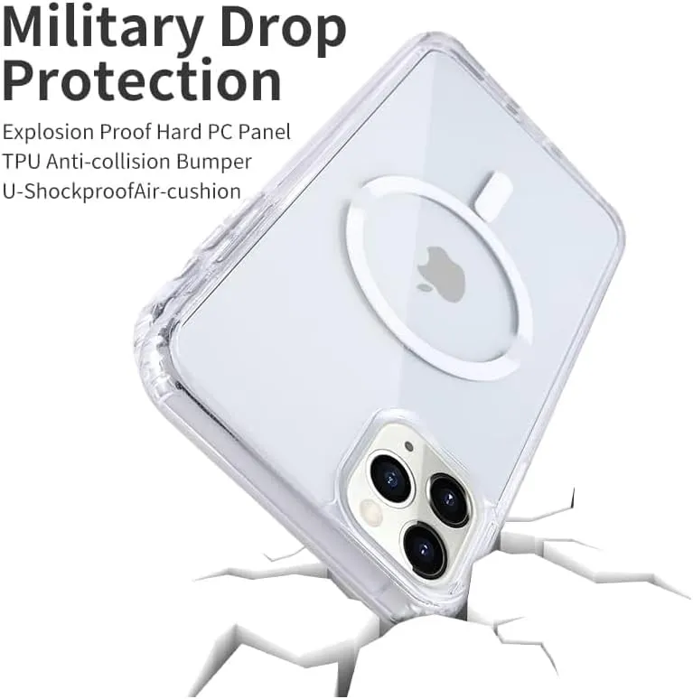Strong Magnetic Clear for iPhone 11 Pro Max Case [Compatible with MagSafe] [Military Grade Drop Tested] Shockproof Protective Slim Thin Phone Cover 6.5 Inch Clear