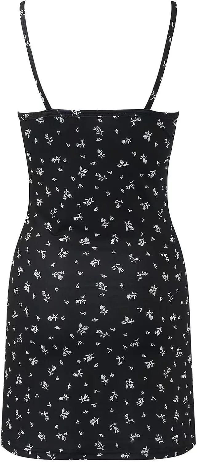 Summer Dresses for Women 2025 Boho Sexy Sleeveless Floral Print Tie Shoulder Cami Mini Dress A Line V-Neck Short Dresses