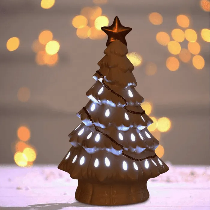 Tabletop Pre Lit Ceramic Christmas Tree With Lights