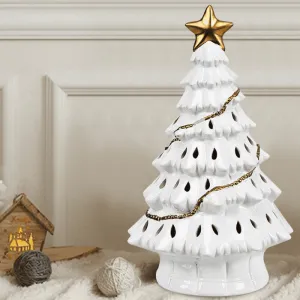 Tabletop Pre Lit Ceramic Christmas Tree With Lights