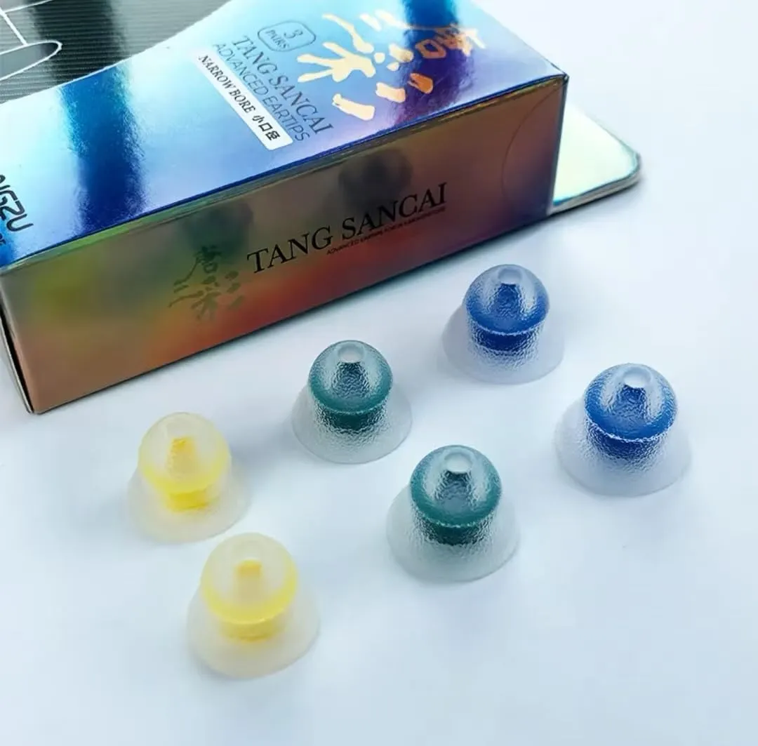 Tang Sancai Narrow Bore Eartips, Medical Grade Hypoallergic Silicone in-Ear Monitor Ear Plugs for in-Ear Earphone, Replacement Earbuds Tips, Mix, 3 Pairs