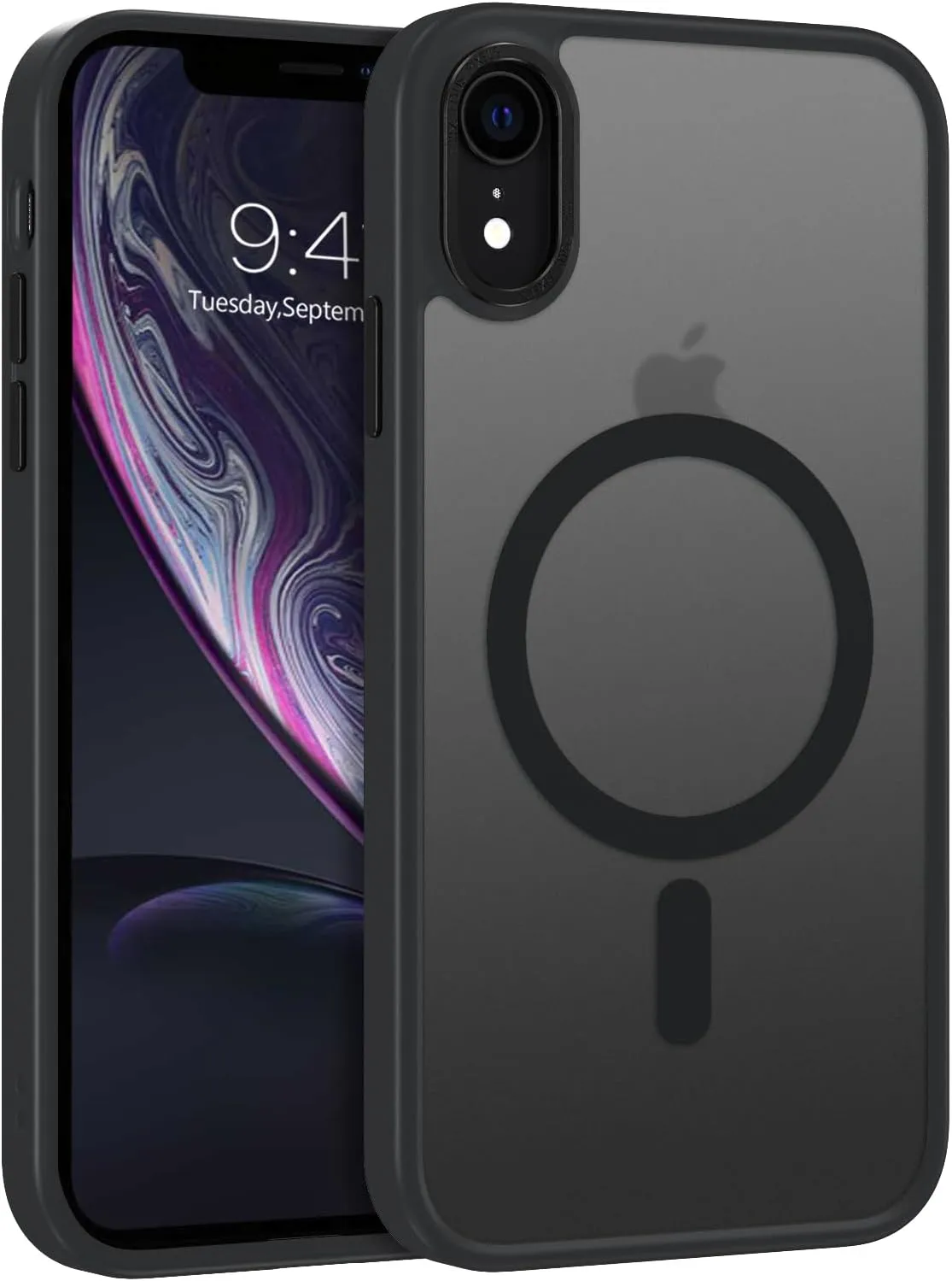 Telaso for iPhone XR Phone Case, iPhone XR Phone Case Compatible with Magsafe Translucent Matte Back Soft TPU Bumper Military Grade Protective Magnetic Case for Men Women, Black